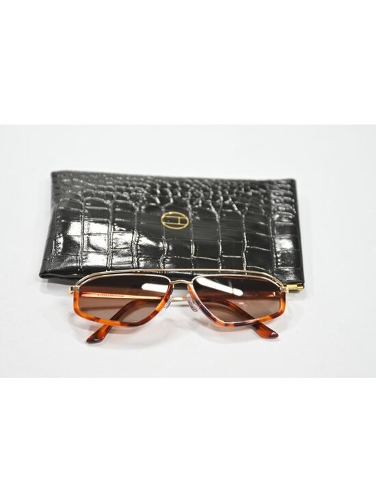 Eleventh Hour Polarized Slim Metal Aviator Sunglasses in Tortoise frame 11.1